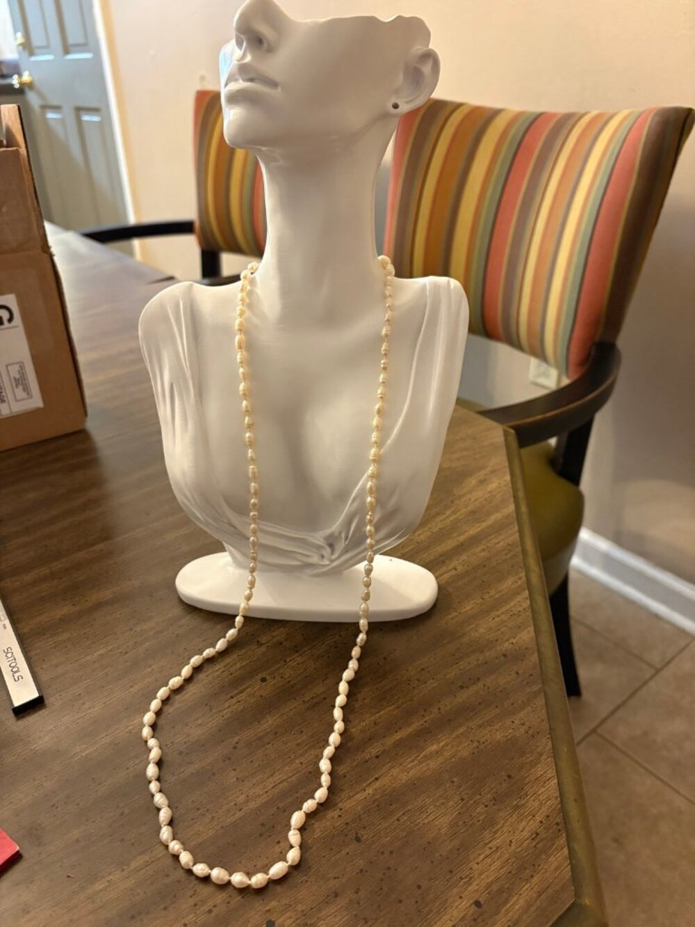 Freshwater Pearl Necklace 34in White Rice Pearls Opera Length